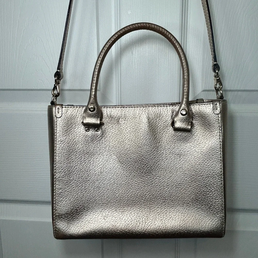 Kate‎ Spade Wellesley Quinn Metallic Gold Leather Tote Shoulder Bag Purse